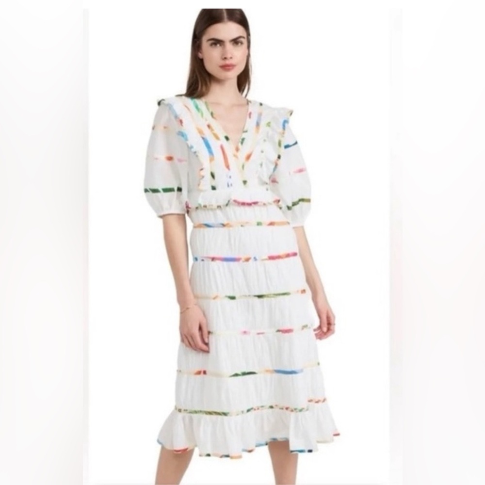 FARM Rio Multicolor Brushstroke Midi Dress NWT